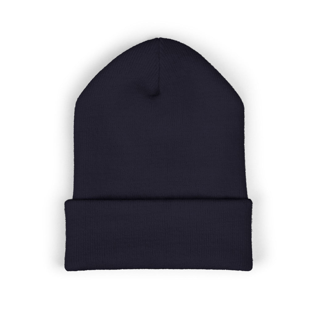 Urbanyx Embroidered Fire Patch Cuffed Beanie — Cozy White Knit Winter Hat