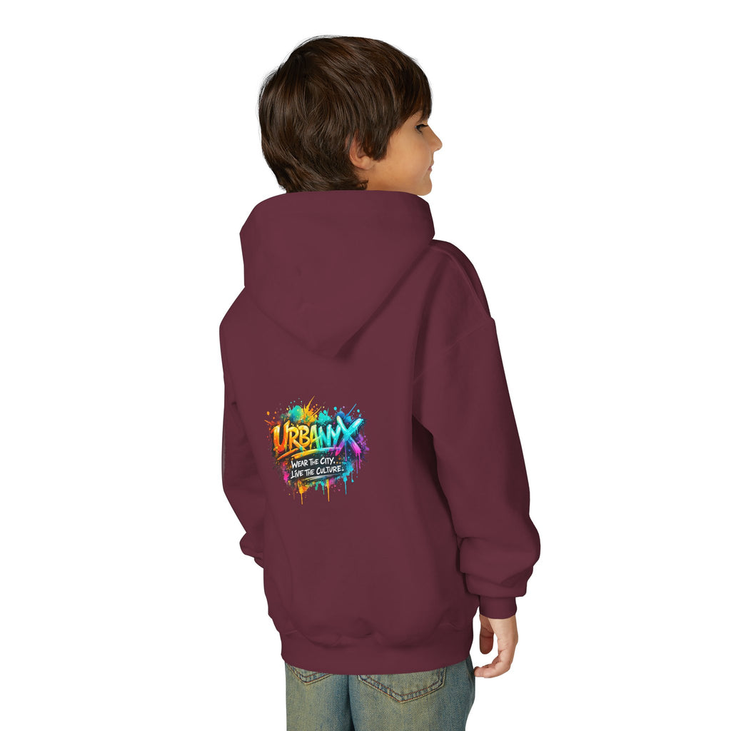 Urbanyx Youth Hoodie — UrbanX Graffiti Logo Sweatshirt (Color Splash)