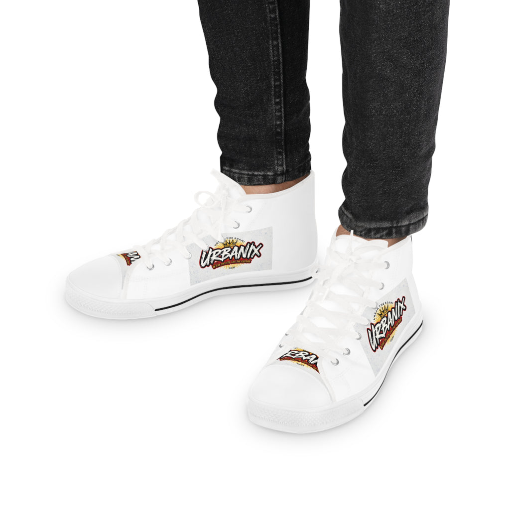 Urbany High Top Sneakers — Urbanix Graffiti Logo White Canvas