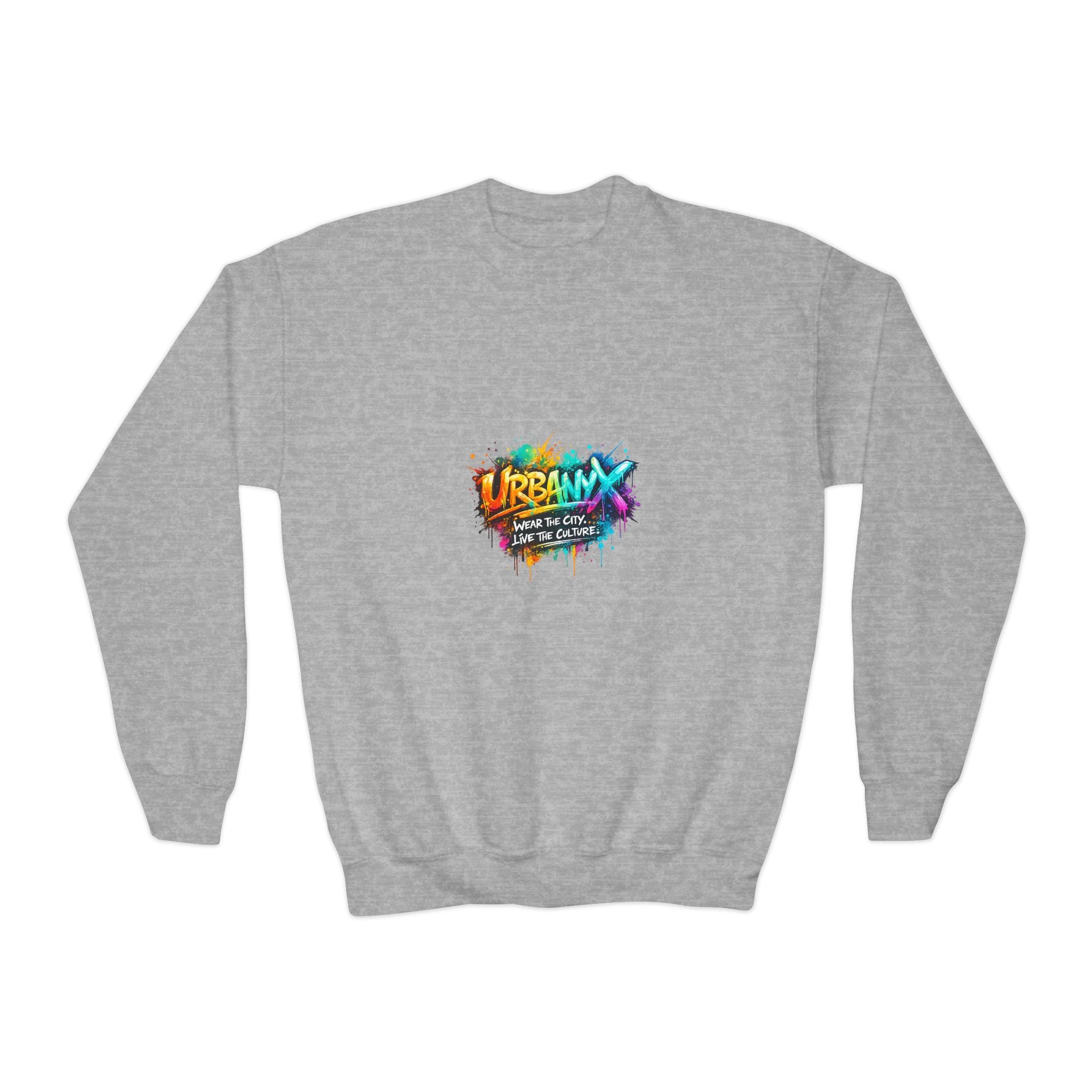 Urbanyx Youth Crewneck Sweatshirt - Colorful Urban Graffiti Logo Crew