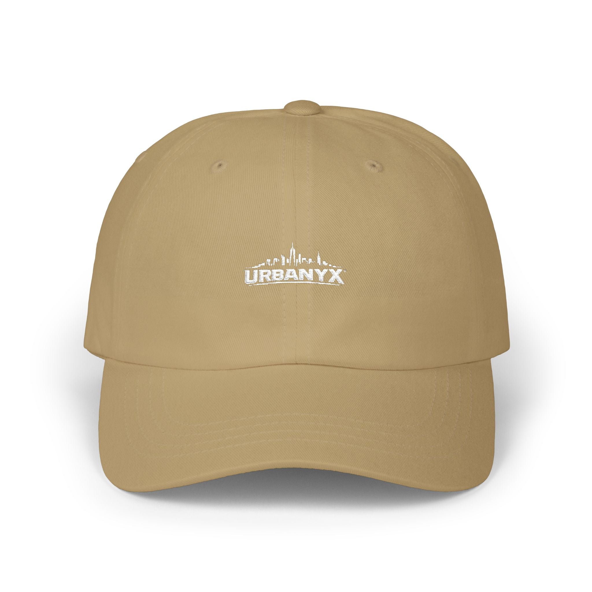 Urbanyx Dad Cap — Minimalist White Skyline Embroidered Hat