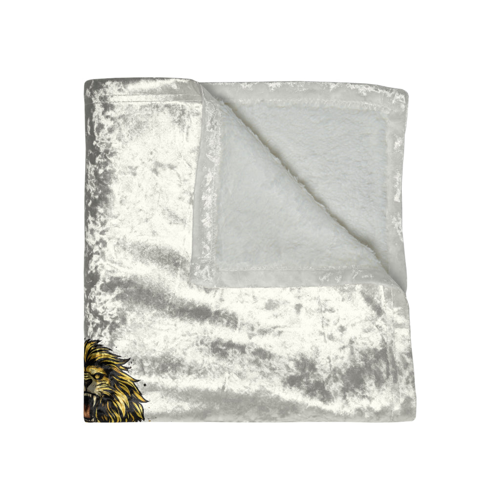 Urbanyx Crushed Velvet Blanket with UrbanX Lion Logo — Luxe Soft Throw for Living Room, Dorm & Gift