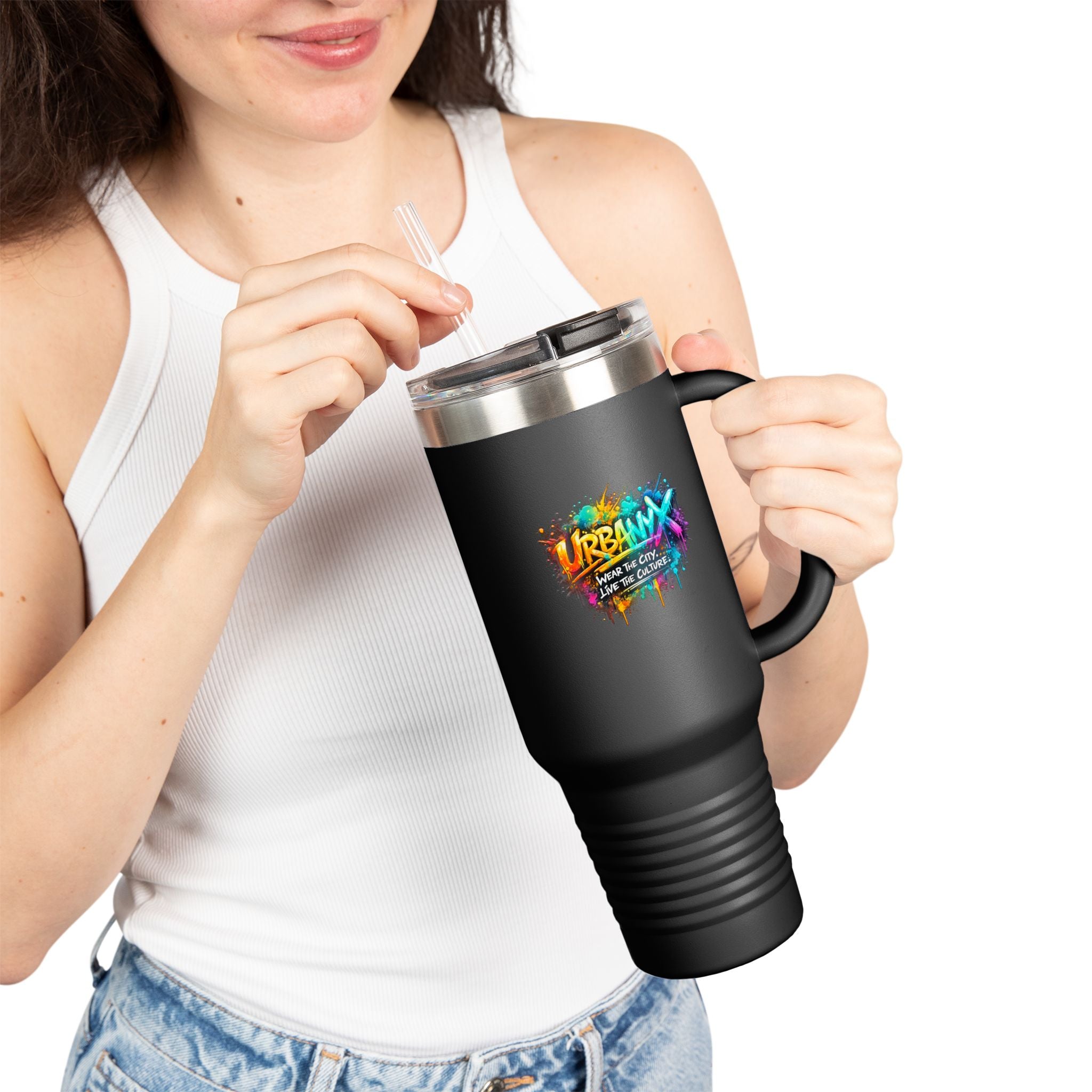 Urbanyx 40oz Insulated Travel Mug — Urban Graffiti 'Urban X' Colorful Logo