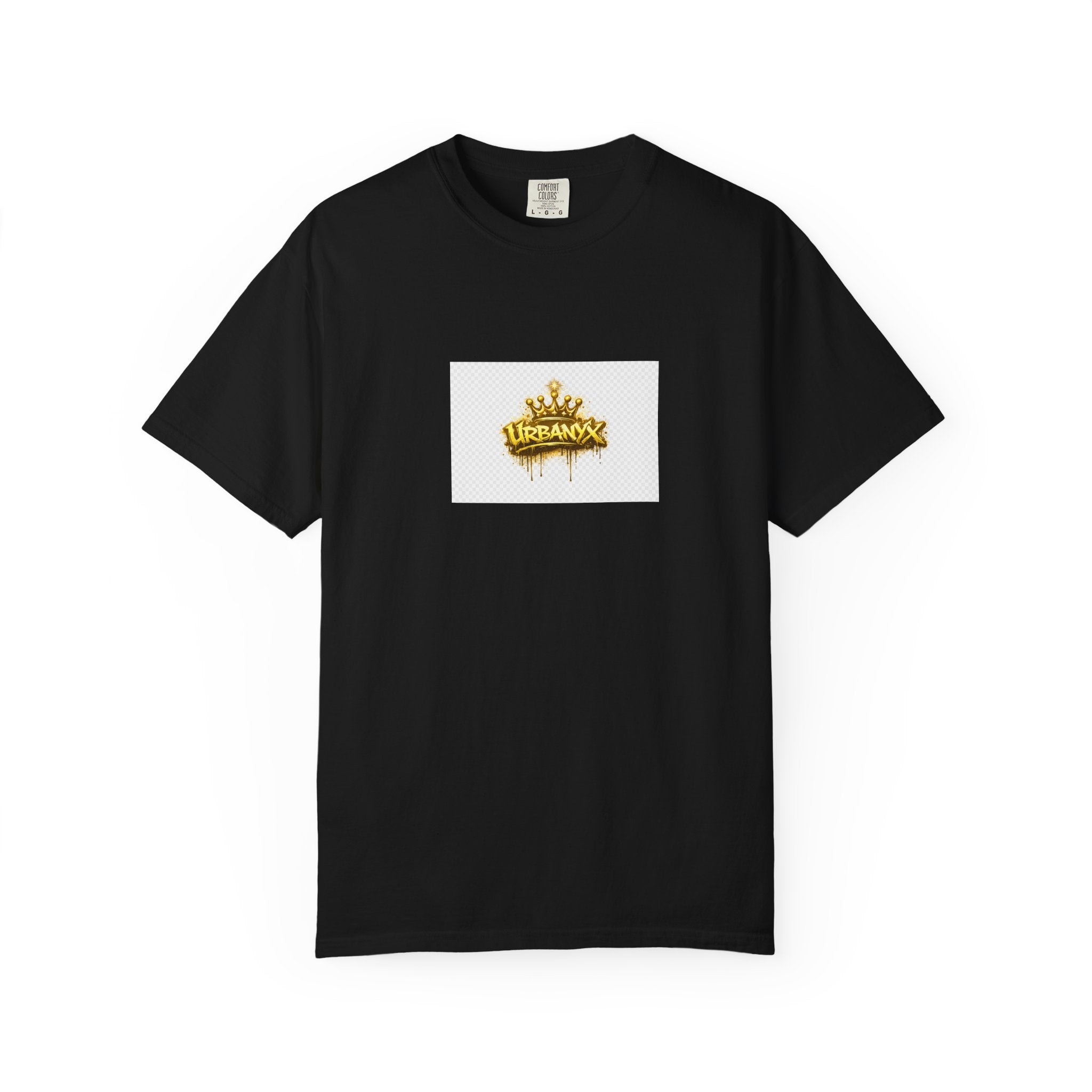 Crowned Urbanaxy Logo T-Shirt — Gold Drip Streetwear Tee