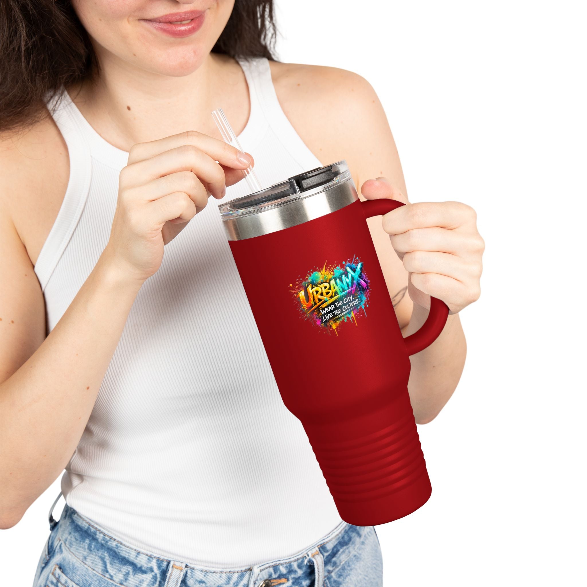 Urbanyx 40oz Insulated Travel Mug — Urban Graffiti 'Urban X' Colorful Logo