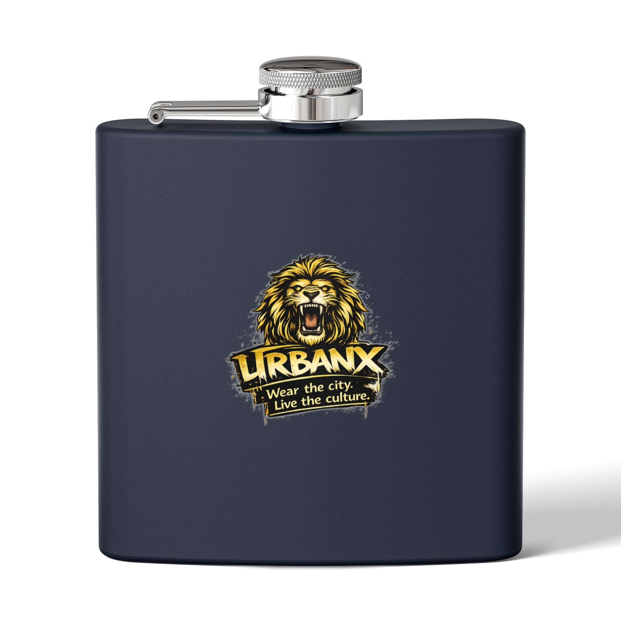 Urbanyx Flask — UrbanX Lion Logo 6oz Stainless Steel Hip Flask