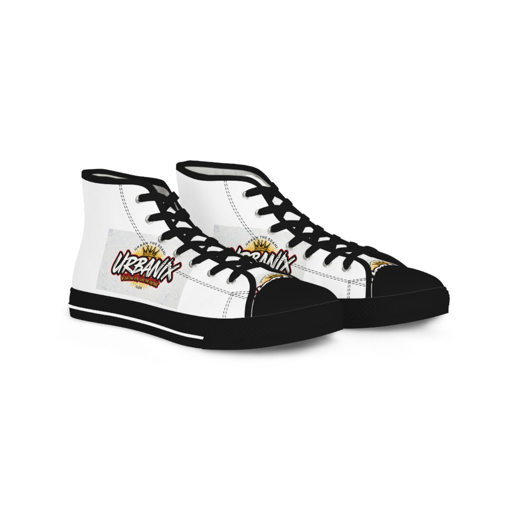 Urbany High Top Sneakers — Urbanix Graffiti Logo White Canvas