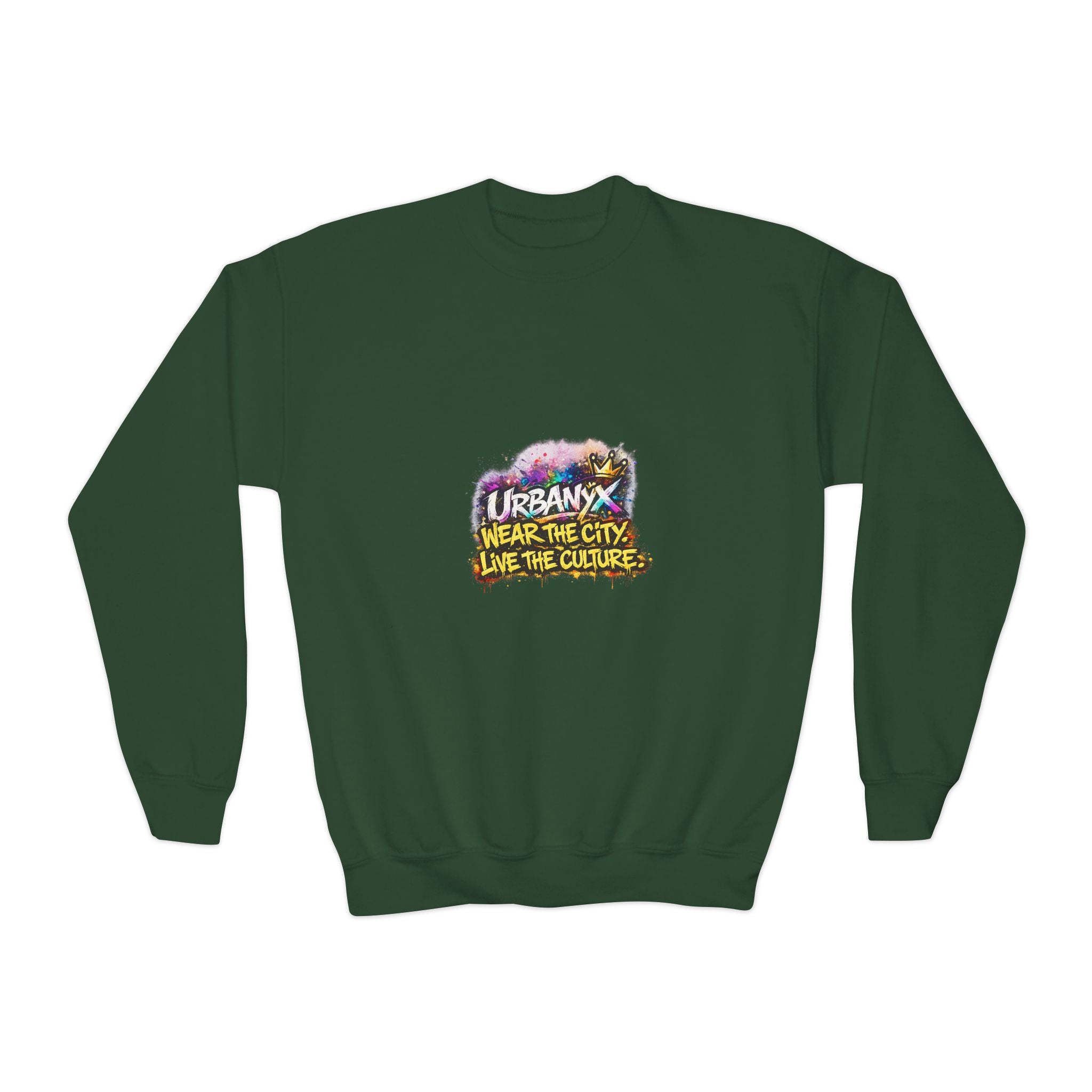 Urbanyx Youth Crewneck Sweatshirt — 'Urban Vibes' Colorful Graffiti Logo