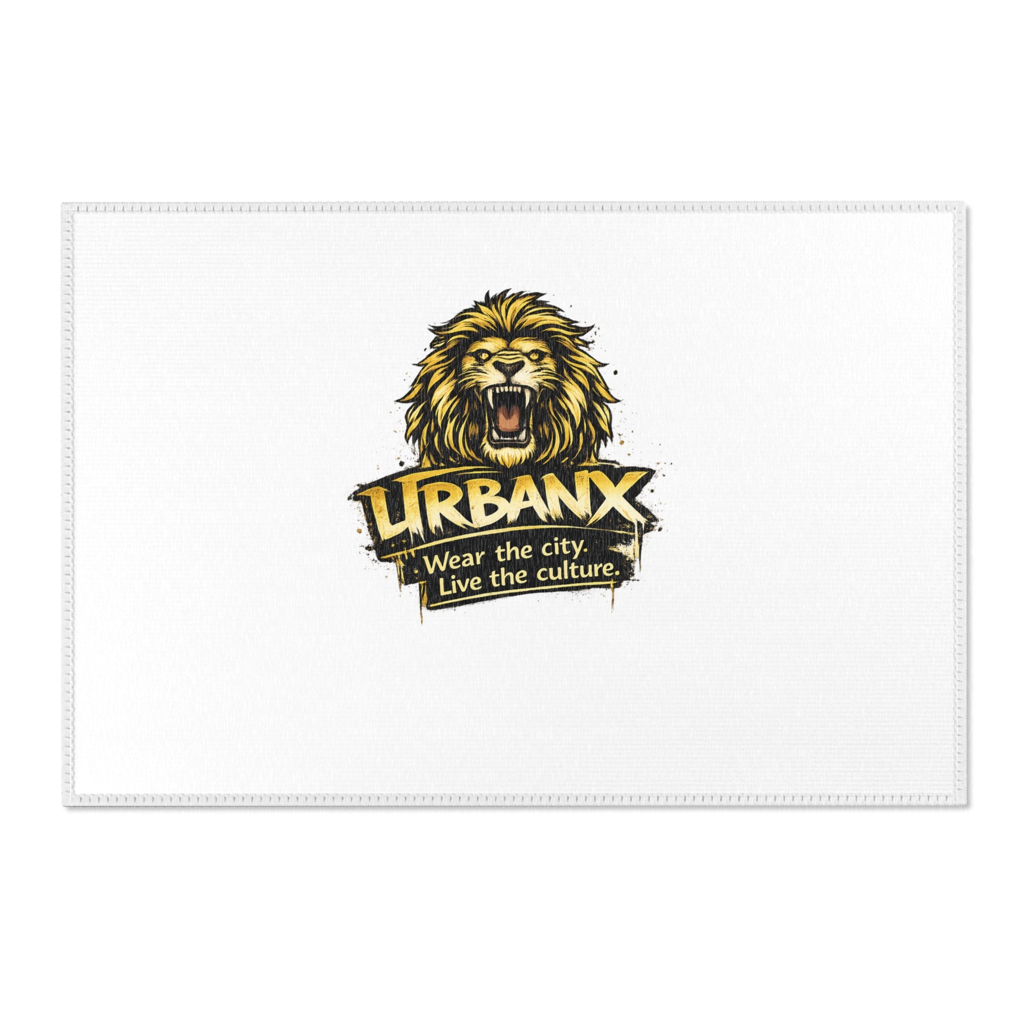 Lion Logo Area Rug — 'Urbanx' Badge Rug, Modern Minimalist Decorative Floor Mat