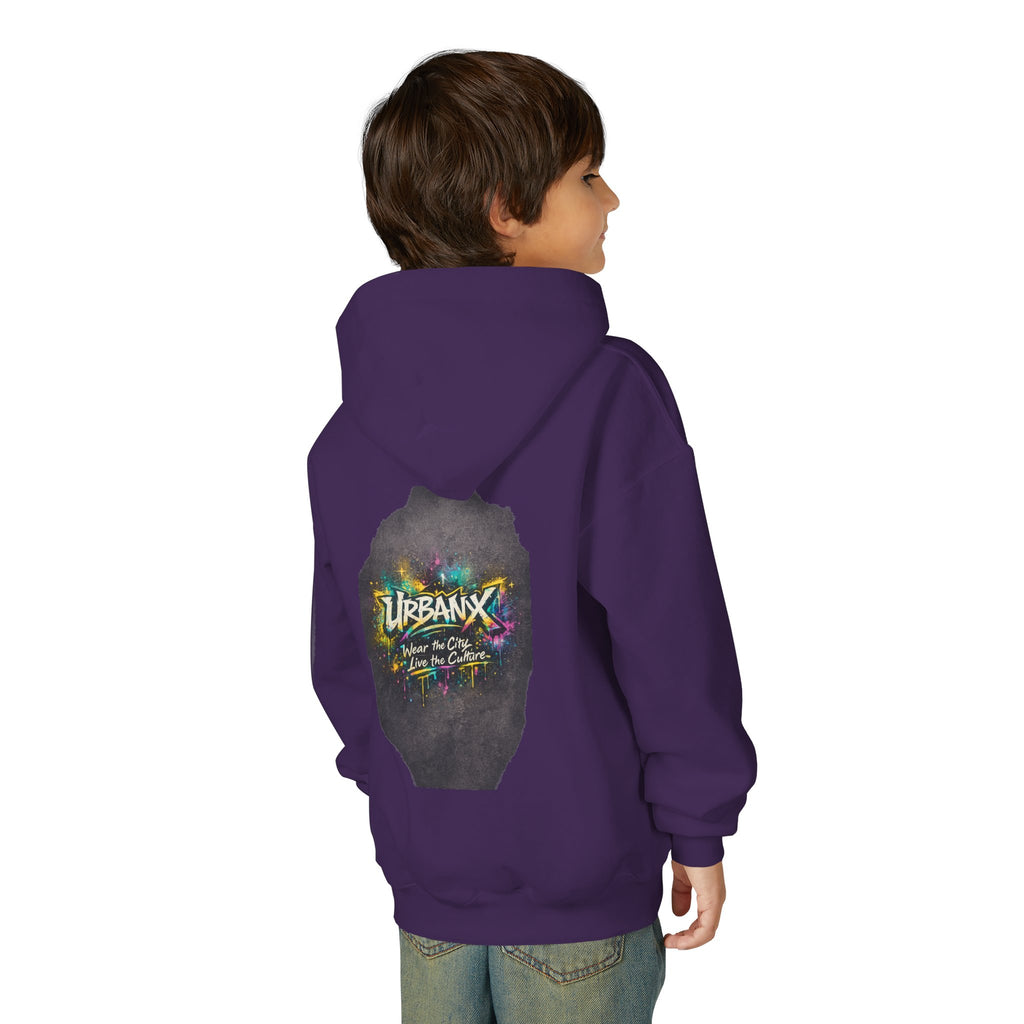 Urbanyx Kids Hoodie — UrbanX Logo Front & Colorful Graffiti Back Youth Sweatshirt