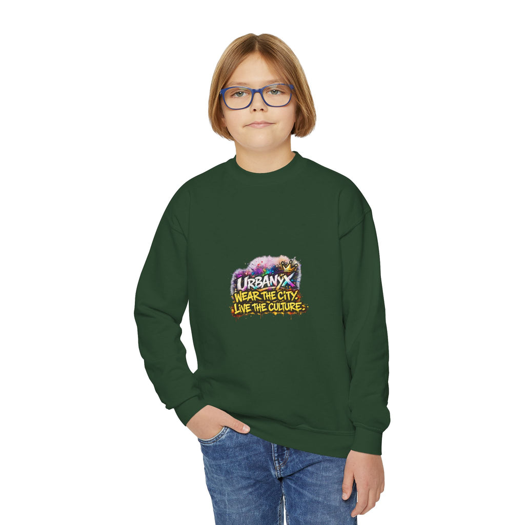 Urbanyx Youth Crewneck Sweatshirt — 'Urban Vibes' Colorful Graffiti Logo