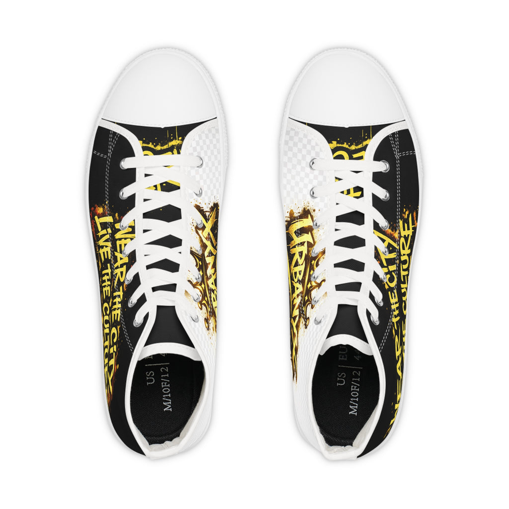 High Top Sneakers — Urban Graffiti 'Hear the City, Live the Culture' Design