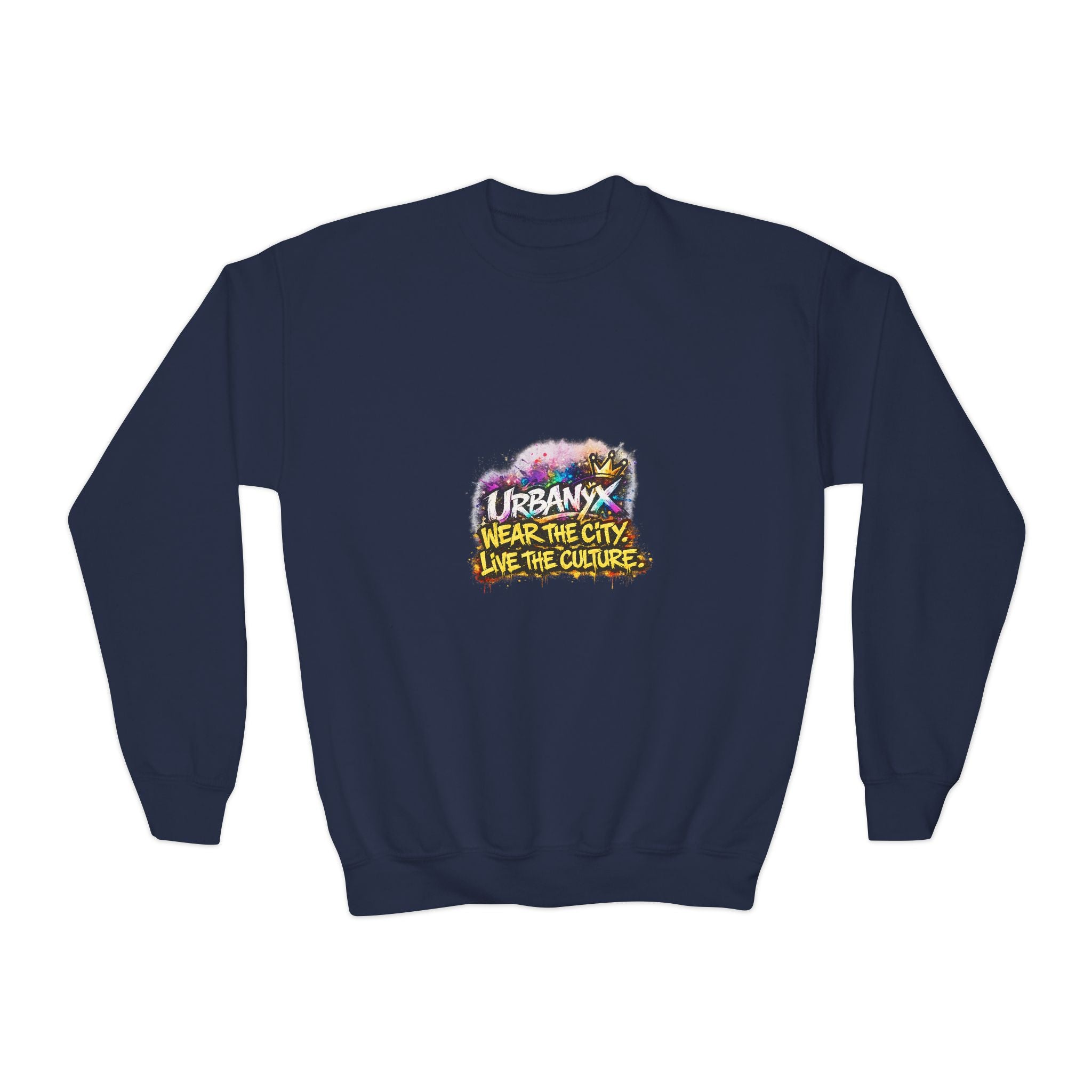 Urbanyx Youth Crewneck Sweatshirt — 'Urban Vibes' Colorful Graffiti Logo