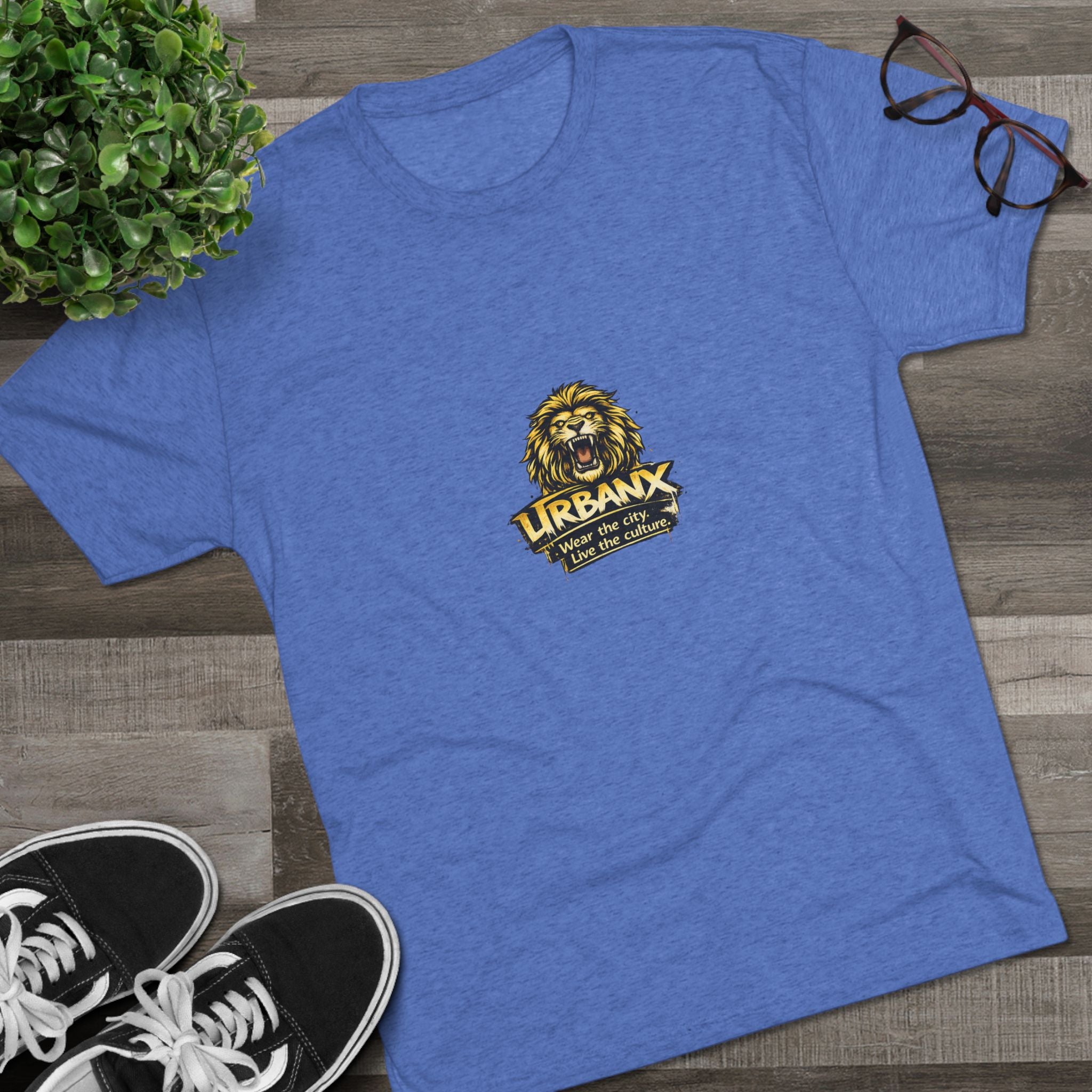 UrbanyX Lion Emblem Tee — "URBANX" Vintage Lion Logo Crew Shirt