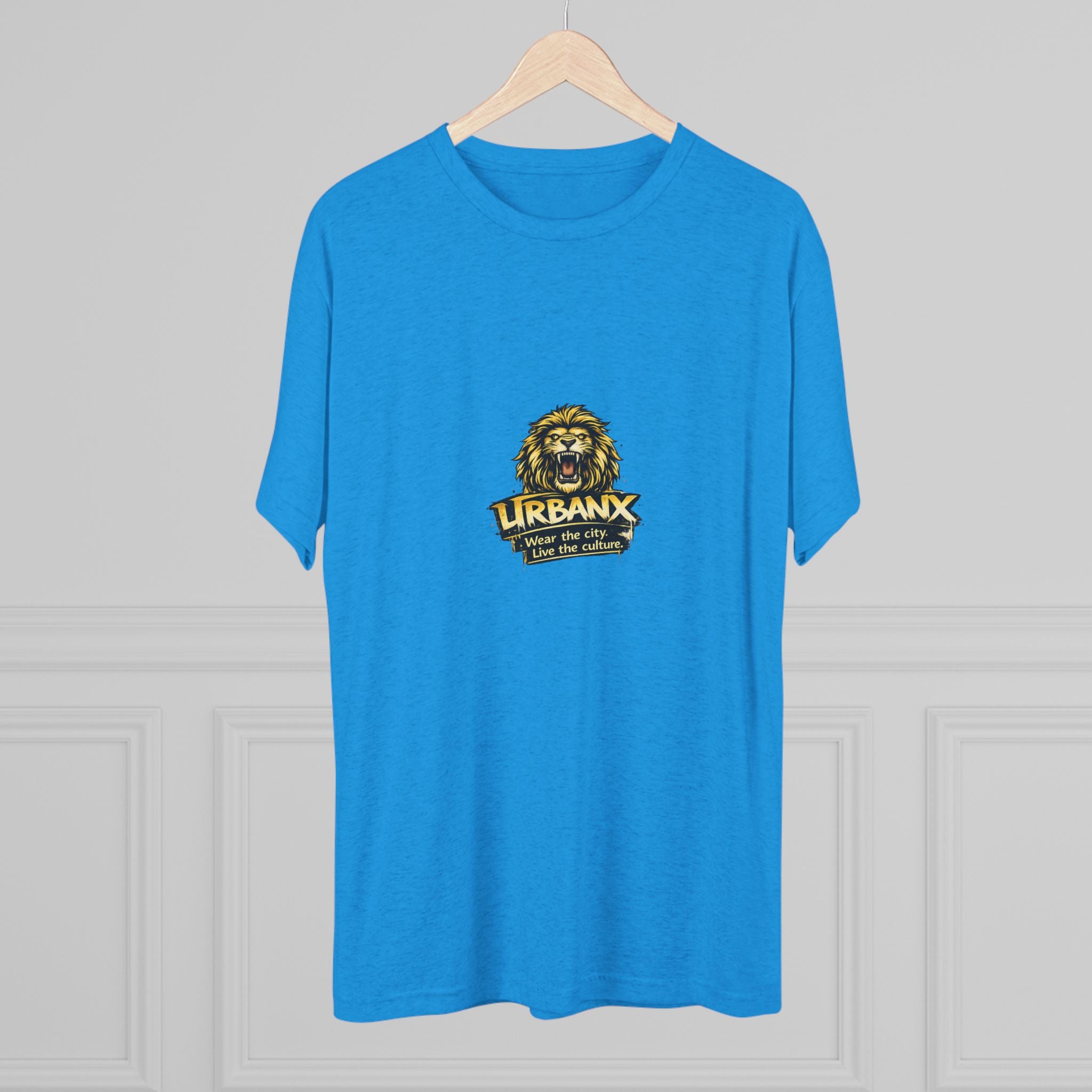 UrbanyX Lion Emblem Tee — "URBANX" Vintage Lion Logo Crew Shirt