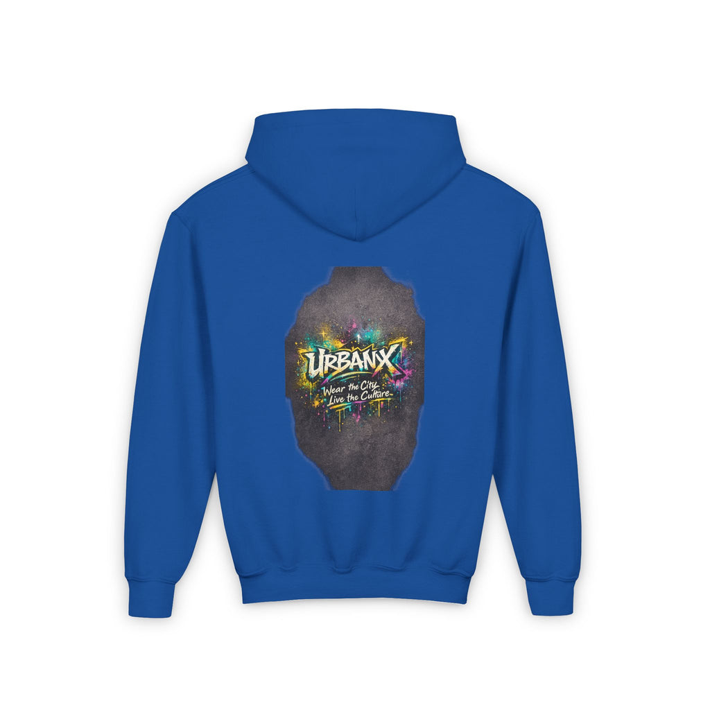 Urbanyx Kids Hoodie — UrbanX Logo Front & Colorful Graffiti Back Youth Sweatshirt
