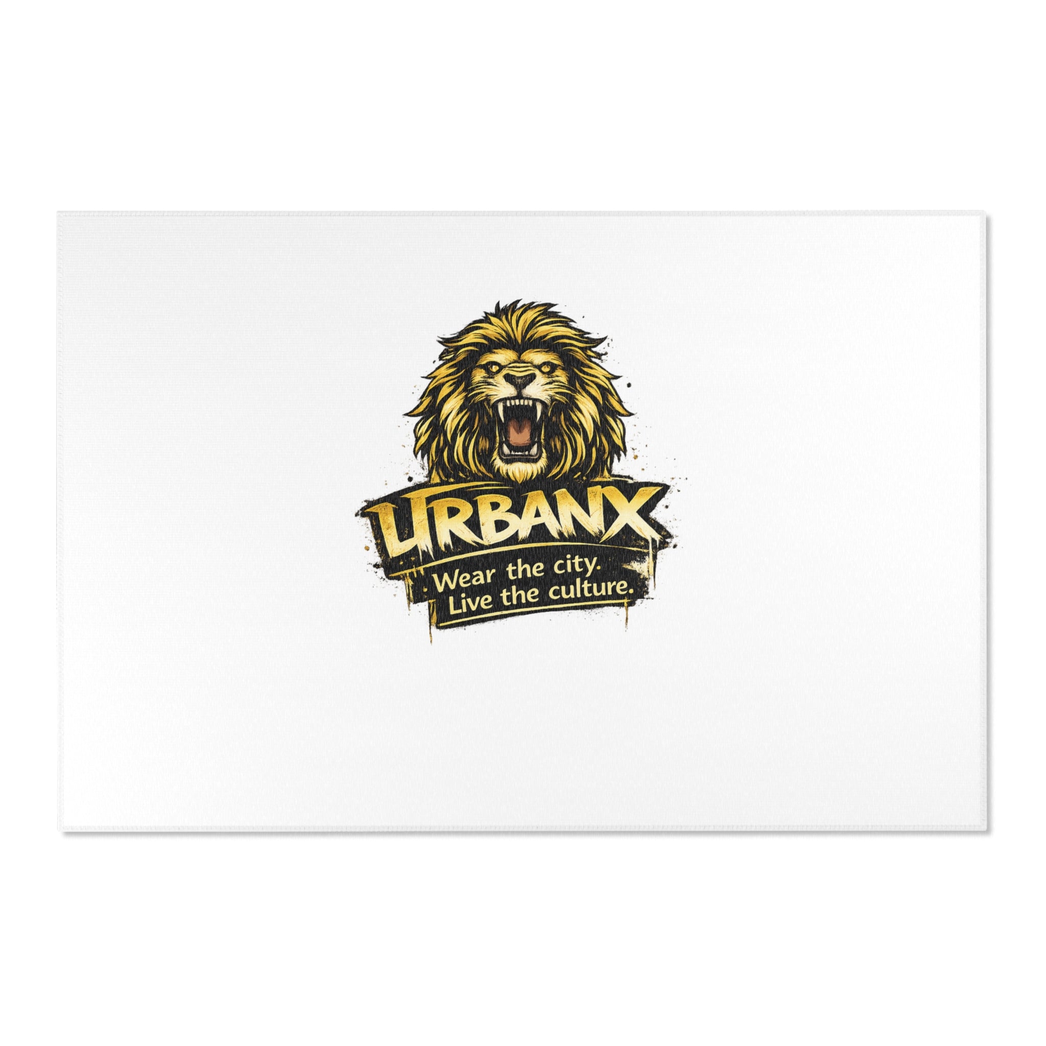 Lion Logo Area Rug — 'Urbanx' Badge Rug, Modern Minimalist Decorative Floor Mat