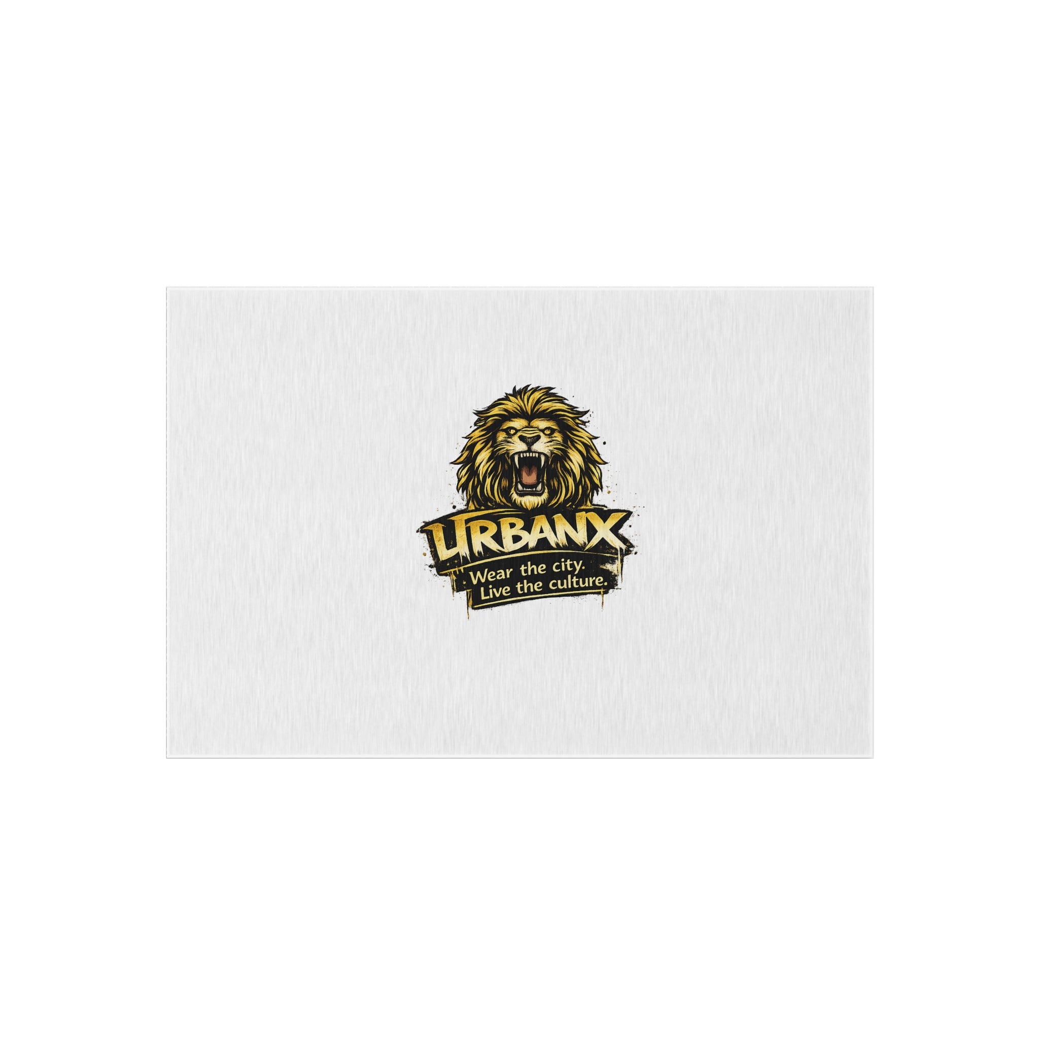 Urbanyx Lion Logo Outdoor Rug — Durable Patio & Doormat with “Wear the city. Live the culture.”
