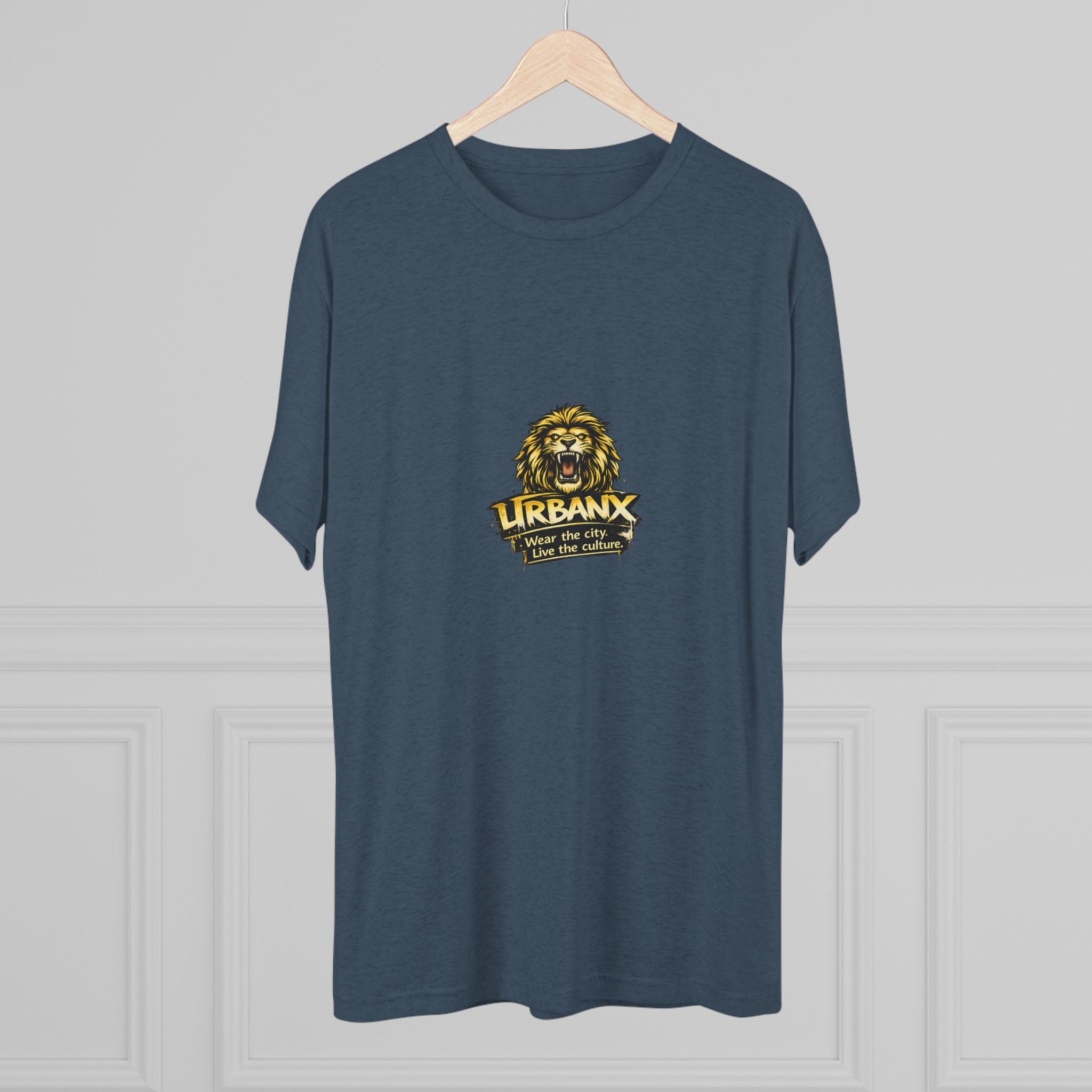 UrbanyX Lion Emblem Tee — "URBANX" Vintage Lion Logo Crew Shirt