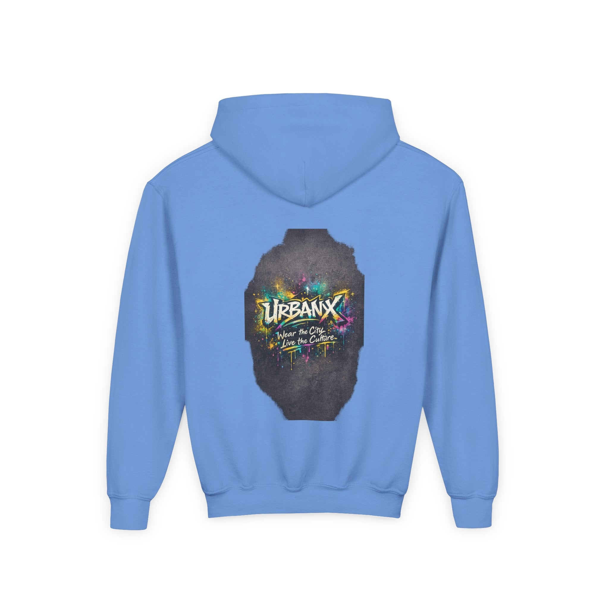 Urbanyx Kids Hoodie — UrbanX Logo Front & Colorful Graffiti Back Youth Sweatshirt