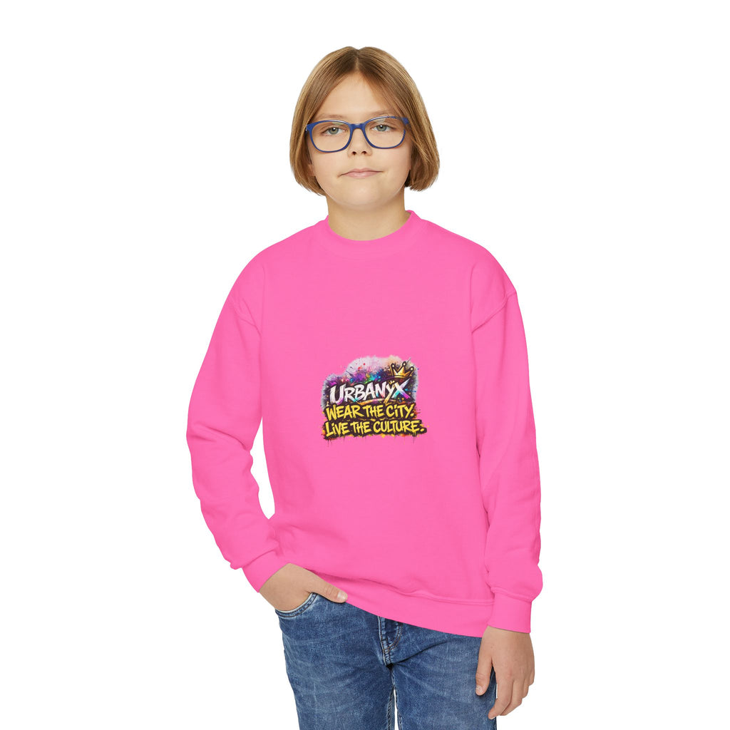 Urbanyx Youth Crewneck Sweatshirt — 'Urban Vibes' Colorful Graffiti Logo