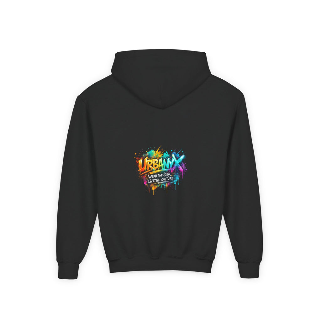 Urbanyx Youth Hoodie — UrbanX Graffiti Logo Sweatshirt (Color Splash)