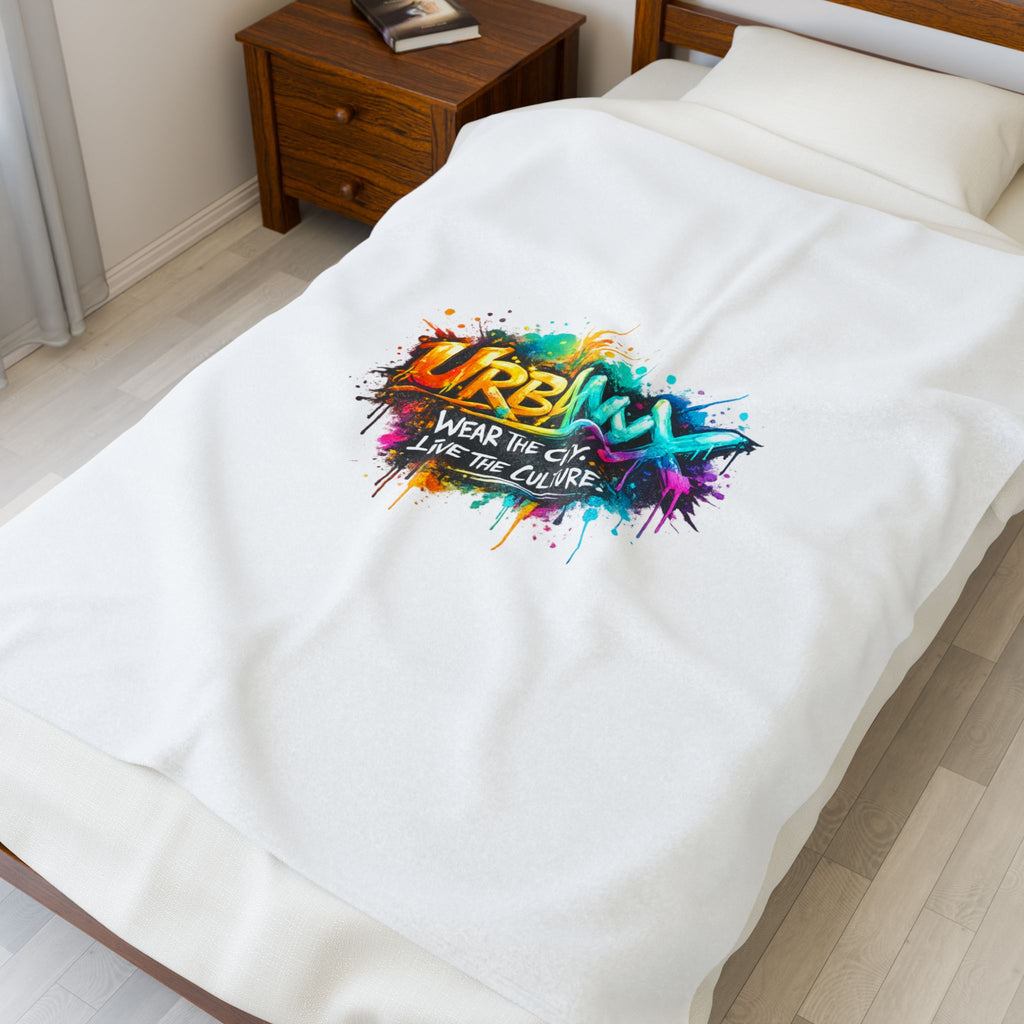 Urbanyx Graffiti Velveteen Plush Blanket — 'Wear the City, Live the Culture' Cozy Throw