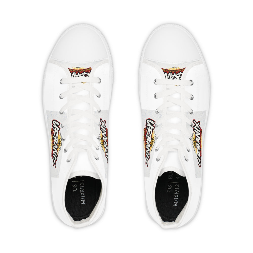 Urbany High Top Sneakers — Urbanix Graffiti Logo White Canvas