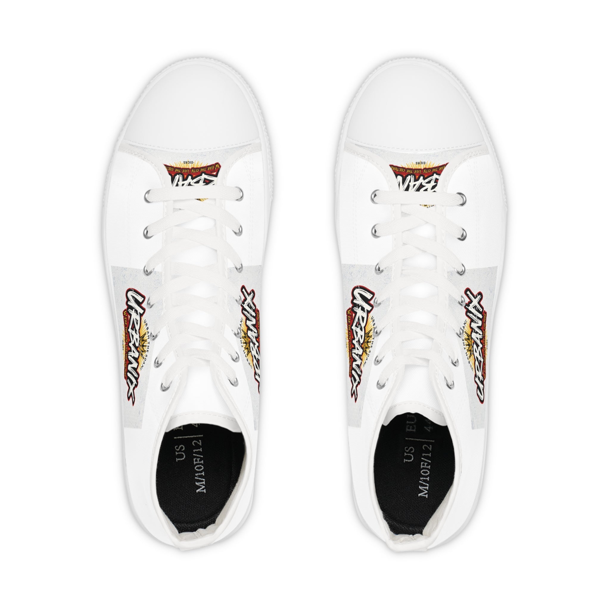 Urbany High Top Sneakers — Urbanix Graffiti Logo White Canvas