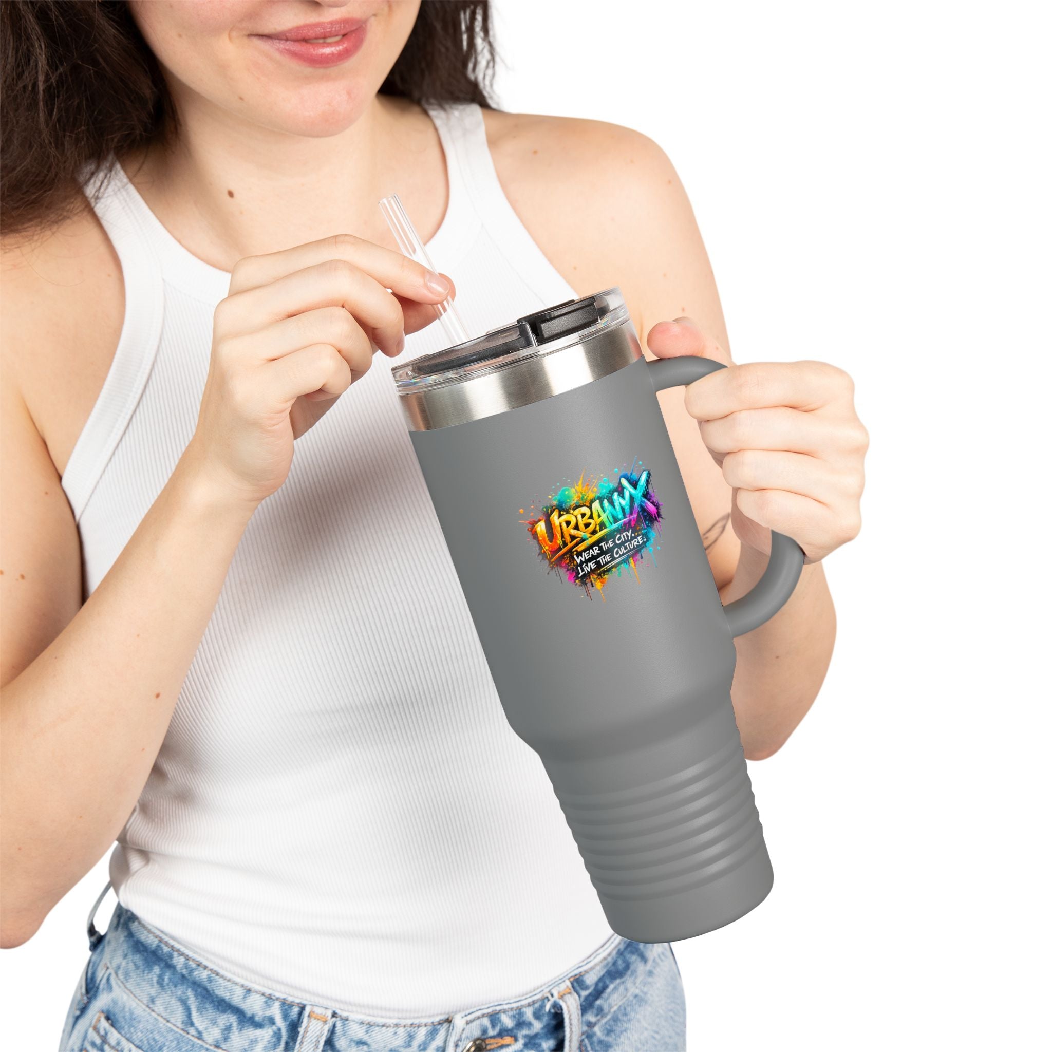 Urbanyx 40oz Insulated Travel Mug — Urban Graffiti 'Urban X' Colorful Logo