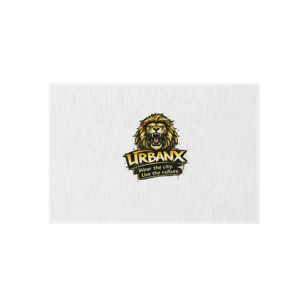 Urbanyx Lion Logo Outdoor Rug — Durable Patio & Doormat with “Wear the city. Live the culture.”