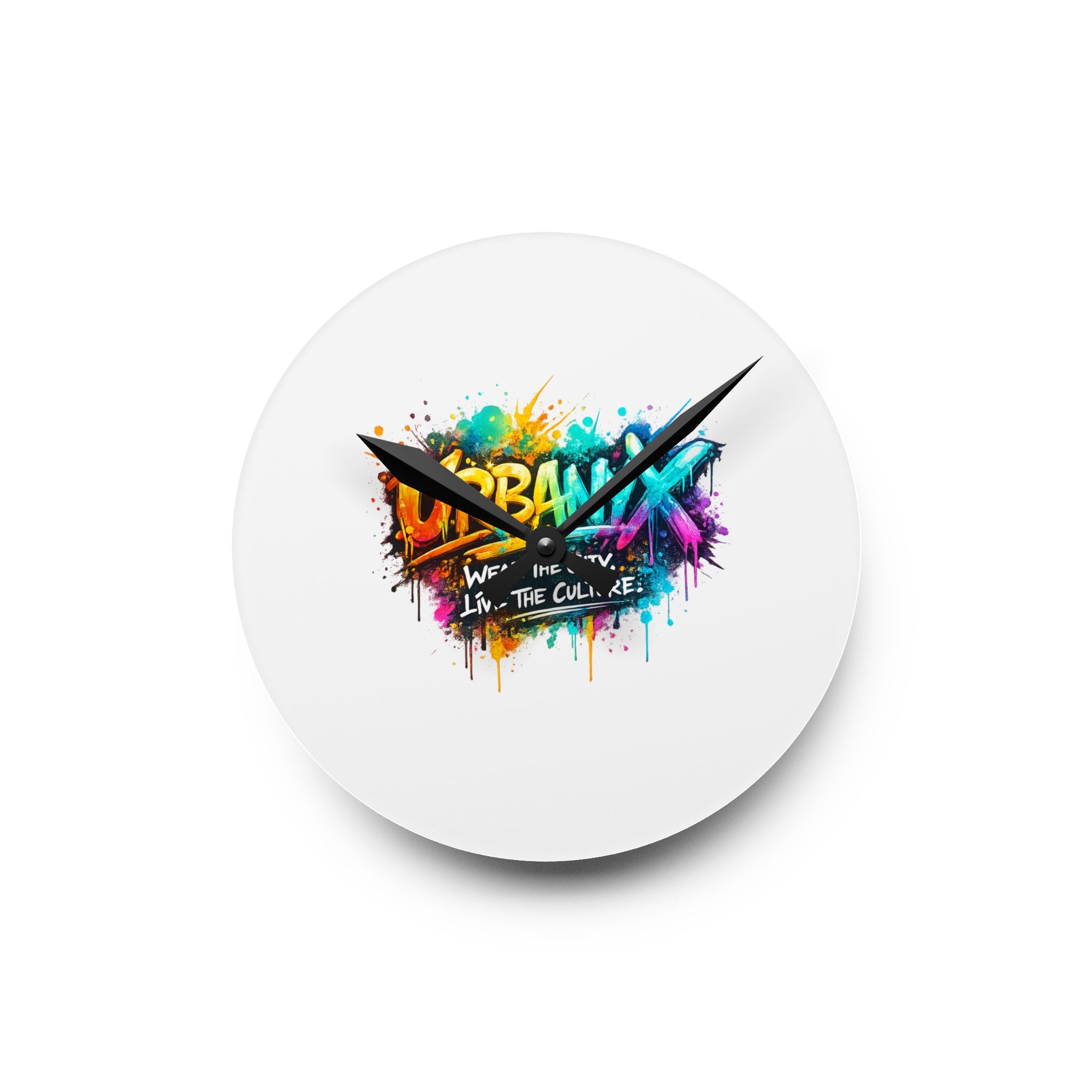 Urbanyx Acrylic Wall Clock — Colorful Urban Graffiti Design