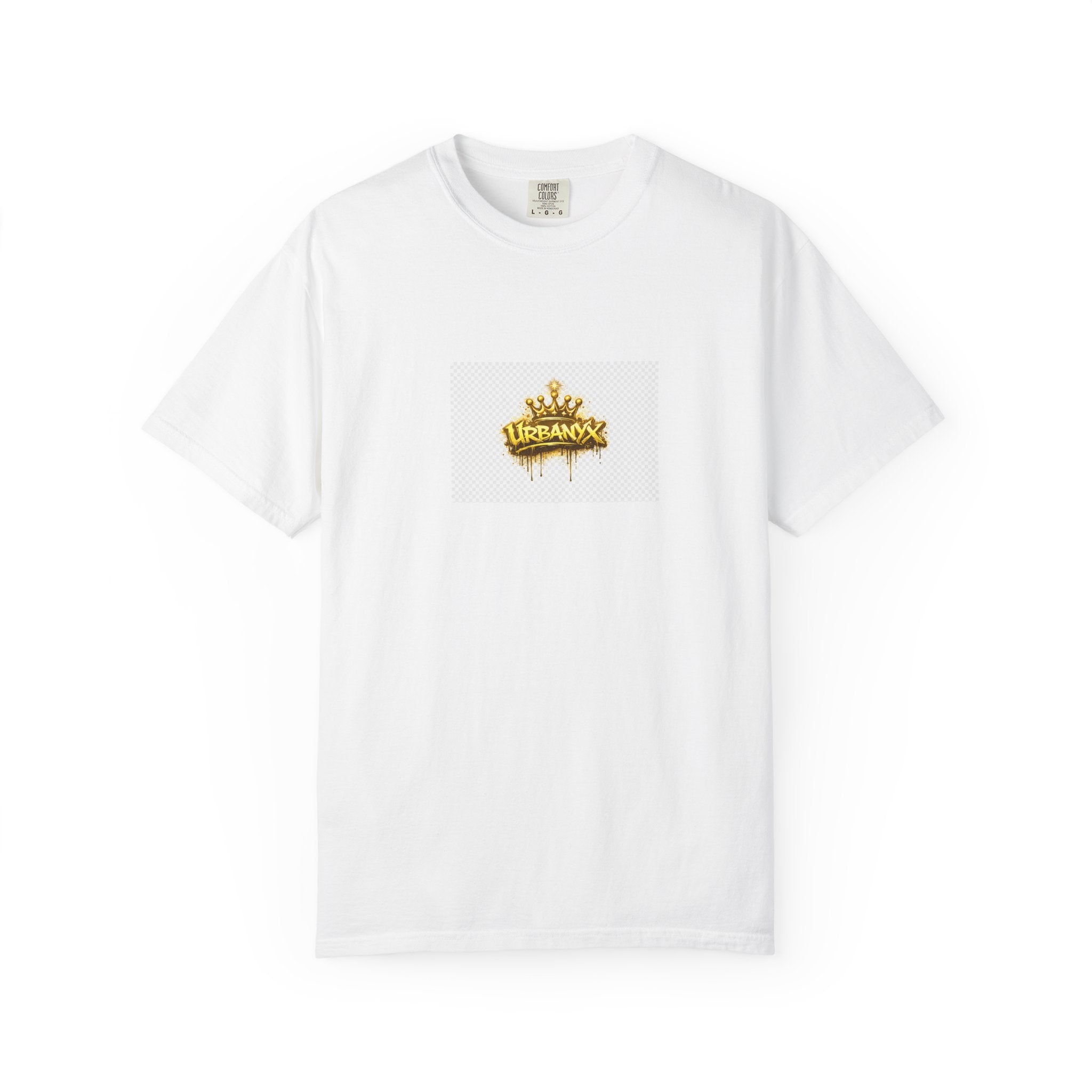 Crowned Urbanaxy Logo T-Shirt — Gold Drip Streetwear Tee