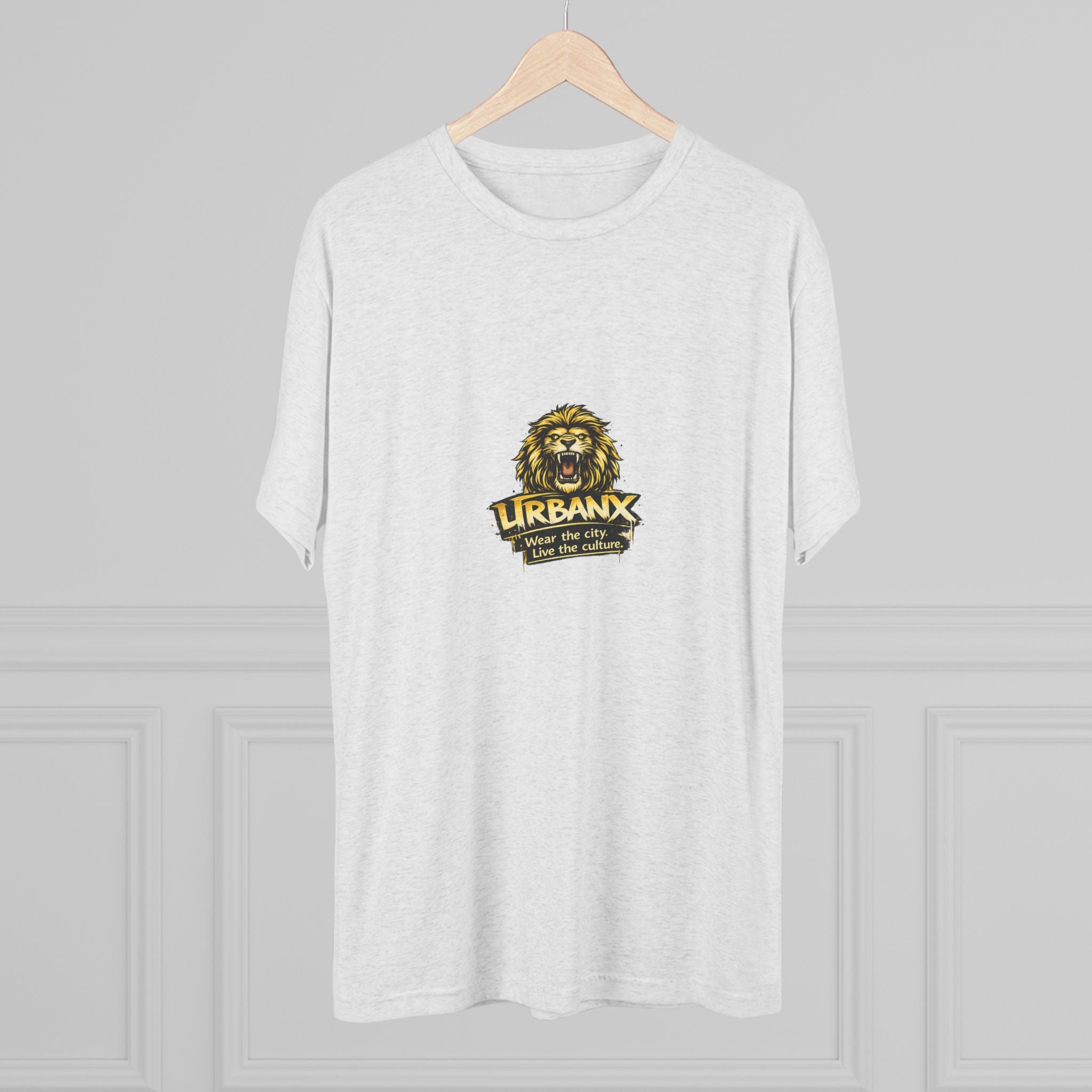 UrbanyX Lion Emblem Tee — "URBANX" Vintage Lion Logo Crew Shirt