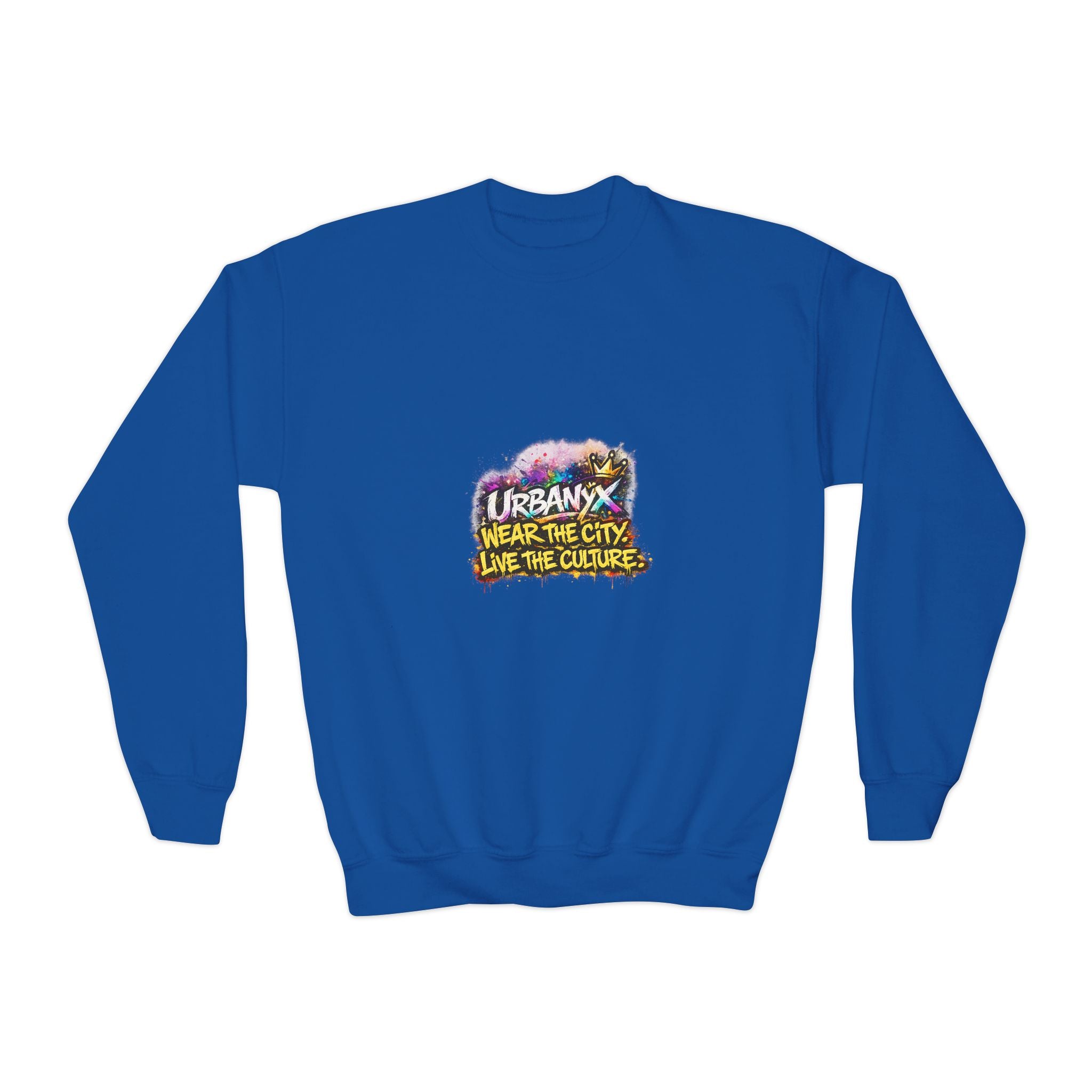 Urbanyx Youth Crewneck Sweatshirt — 'Urban Vibes' Colorful Graffiti Logo