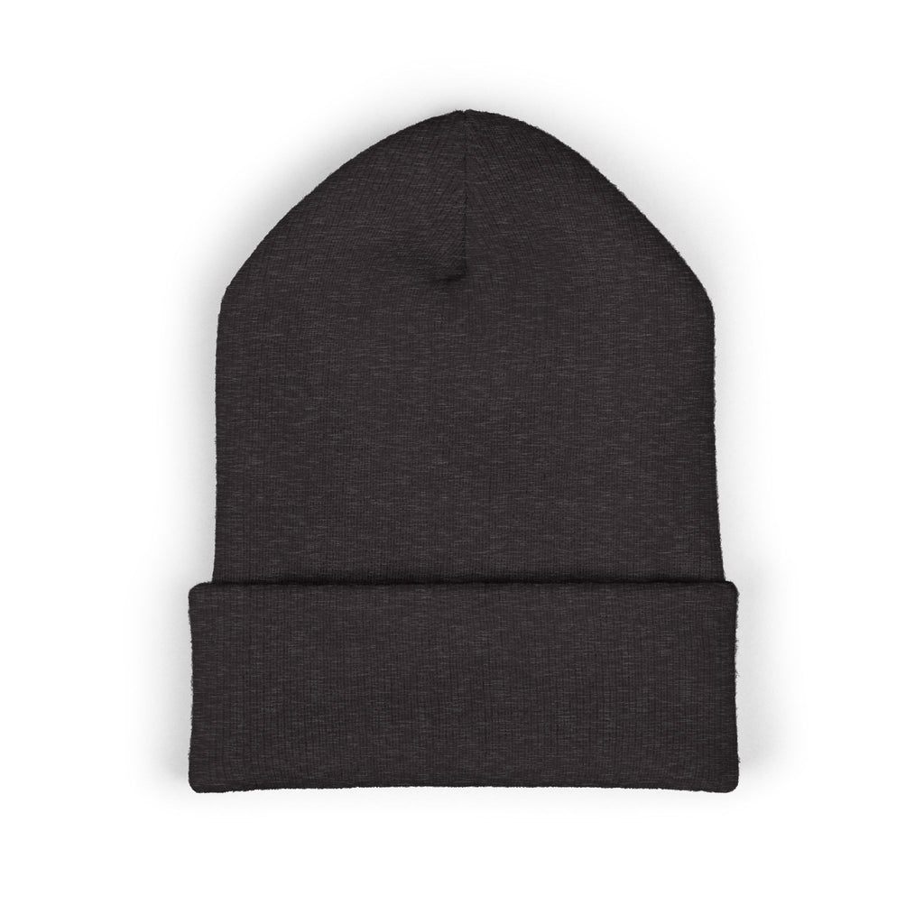 Urbanyx Embroidered Fire Patch Cuffed Beanie — Cozy White Knit Winter Hat