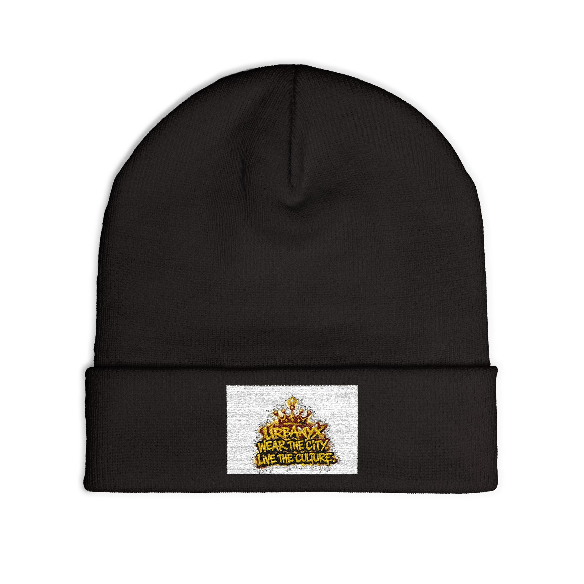 Urbanyx Embroidered Crown Knit Beanie — "Save the Cats, Save the Culture"