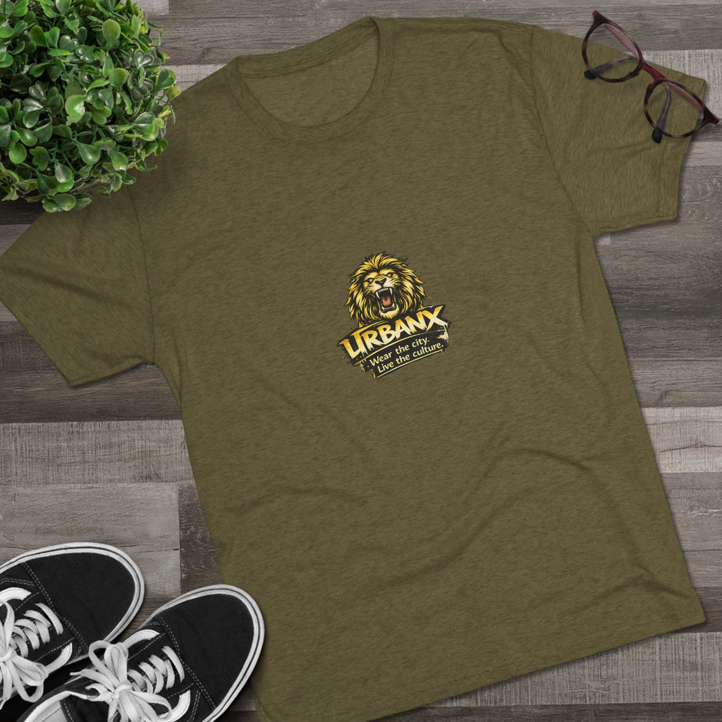 UrbanyX Lion Emblem Tee — "URBANX" Vintage Lion Logo Crew Shirt