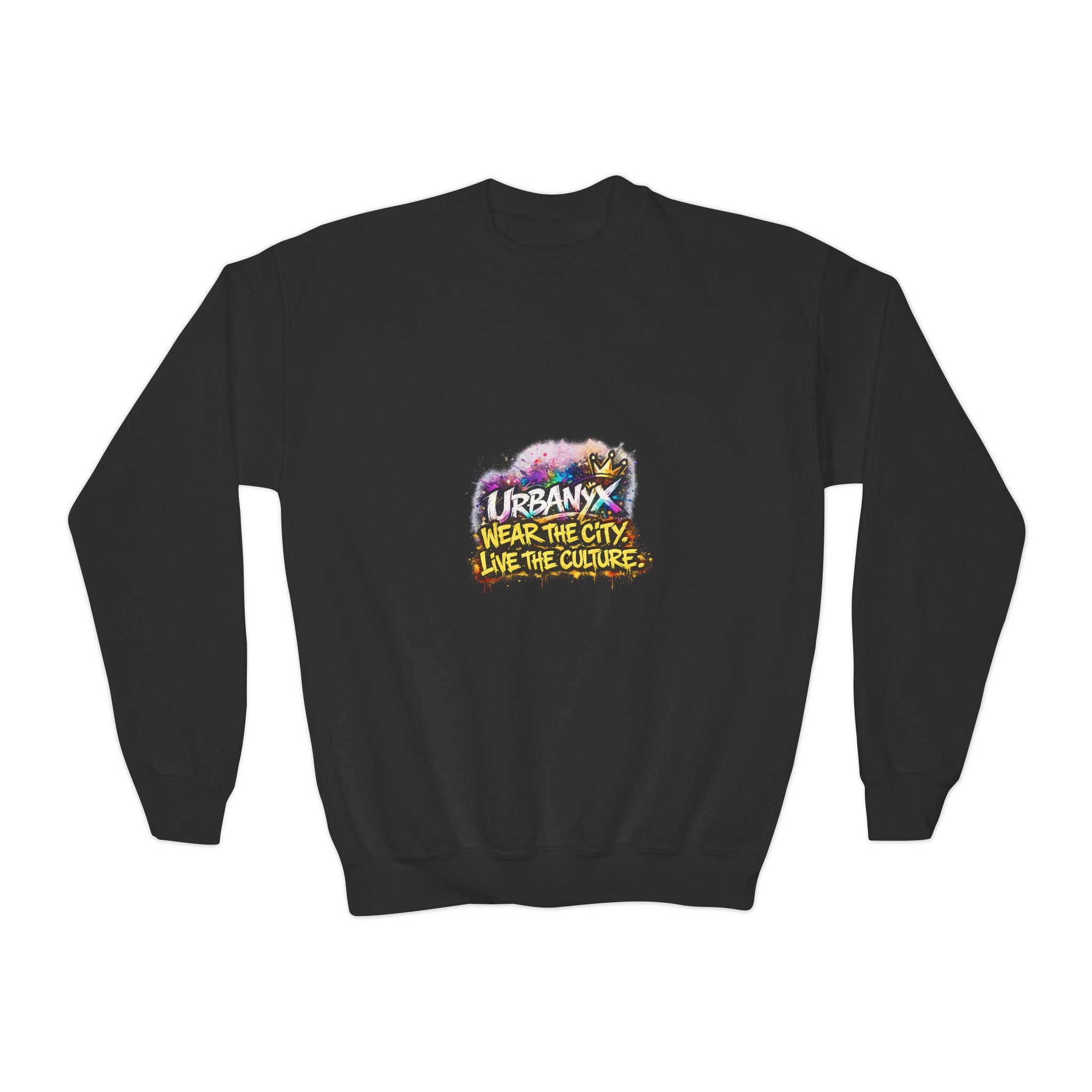 Urbanyx Youth Crewneck Sweatshirt — 'Urban Vibes' Colorful Graffiti Logo