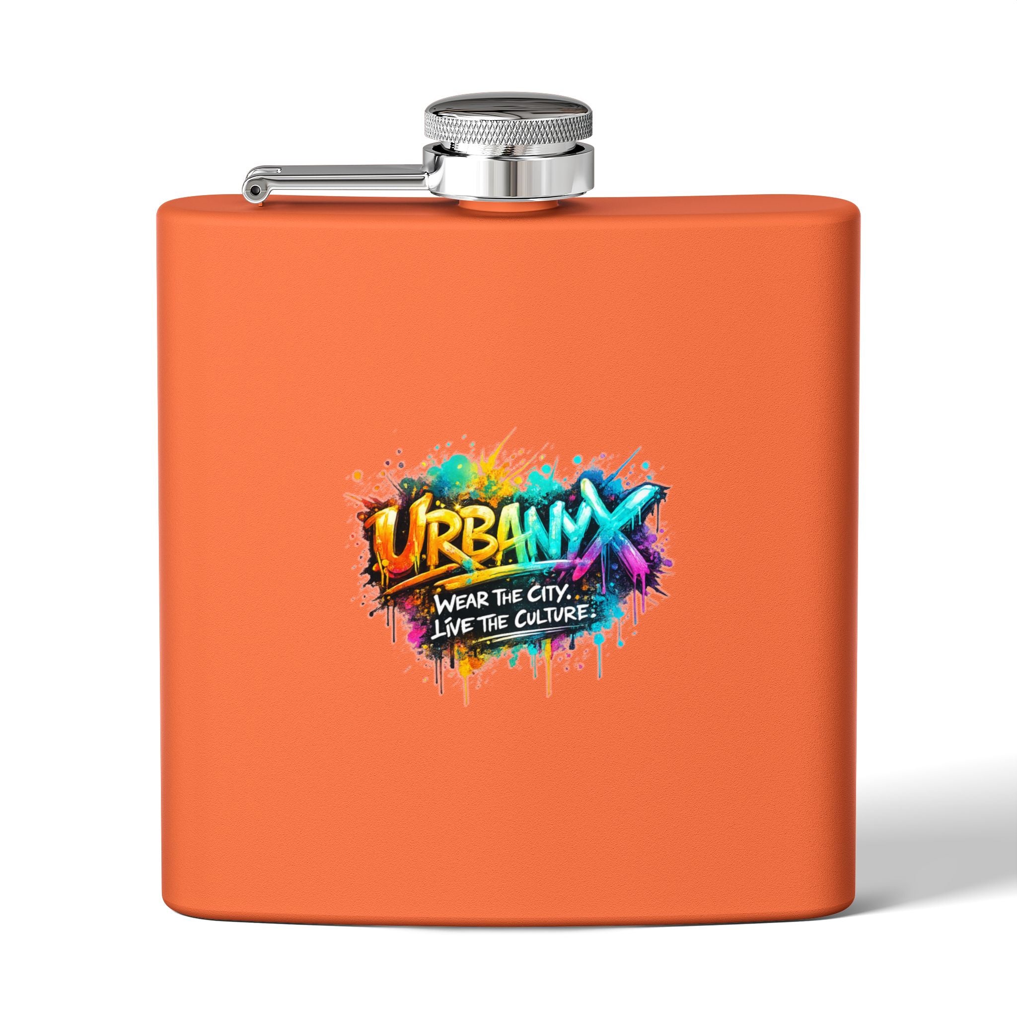 Urbanyx 6oz Stainless Steel Flask — Urban Graffiti "URBANX" Logo (Wear the City, Live the Culture)