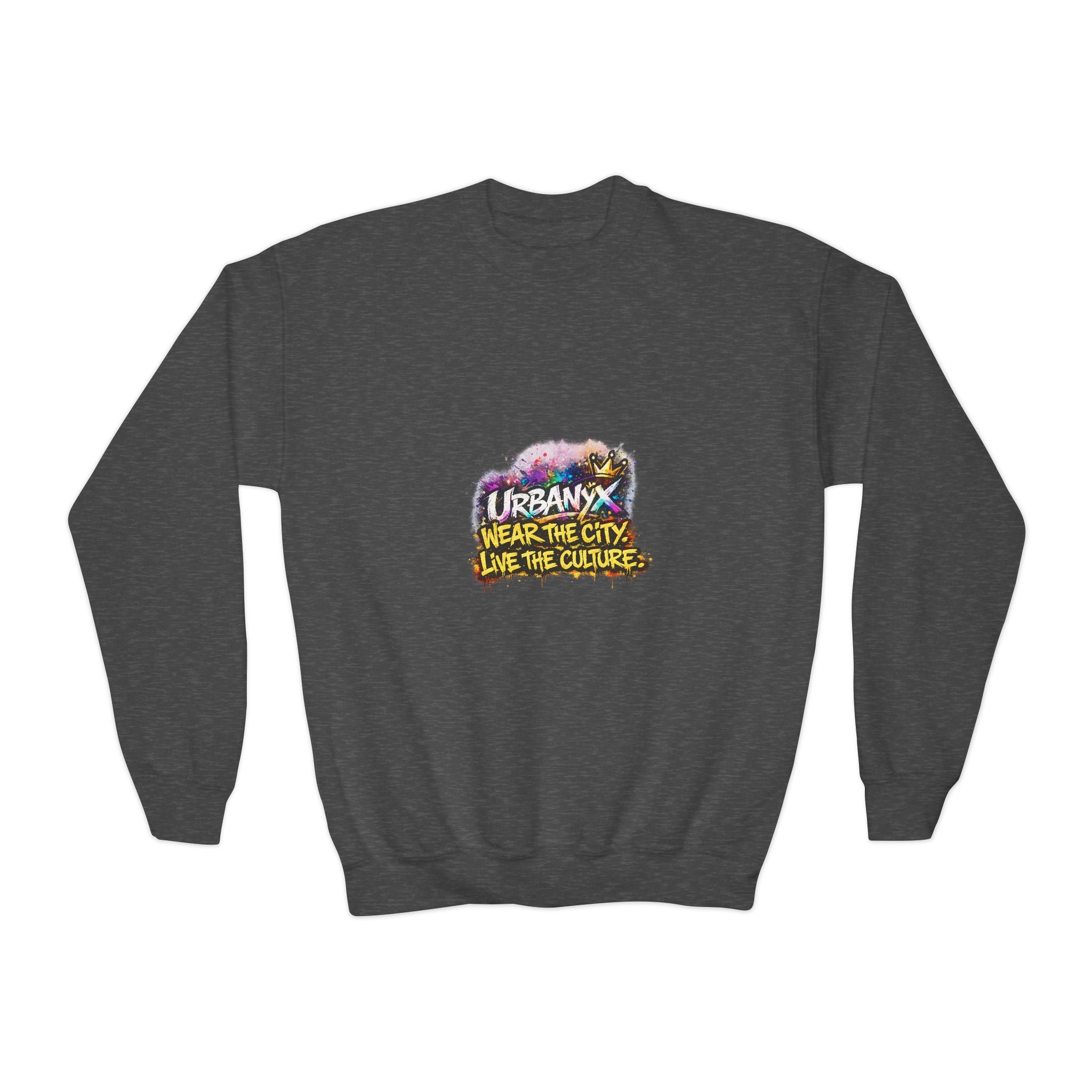 Urbanyx Youth Crewneck Sweatshirt — 'Urban Vibes' Colorful Graffiti Logo