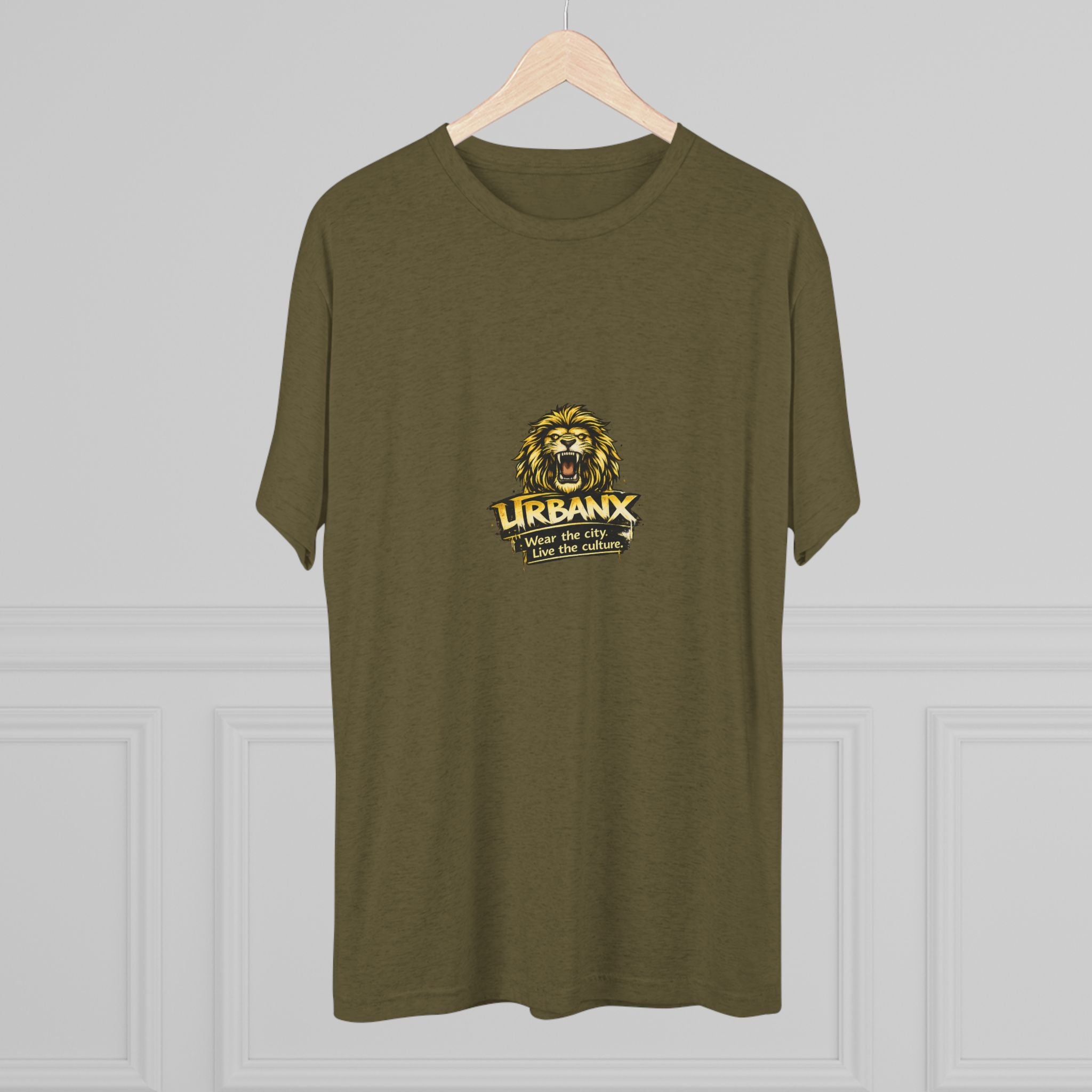 UrbanyX Lion Emblem Tee — "URBANX" Vintage Lion Logo Crew Shirt