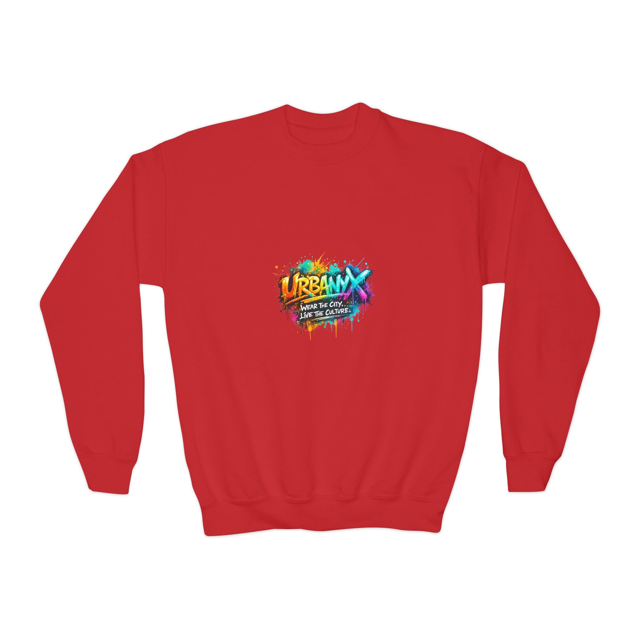 Urbanyx Youth Crewneck Sweatshirt - Colorful Urban Graffiti Logo Crew