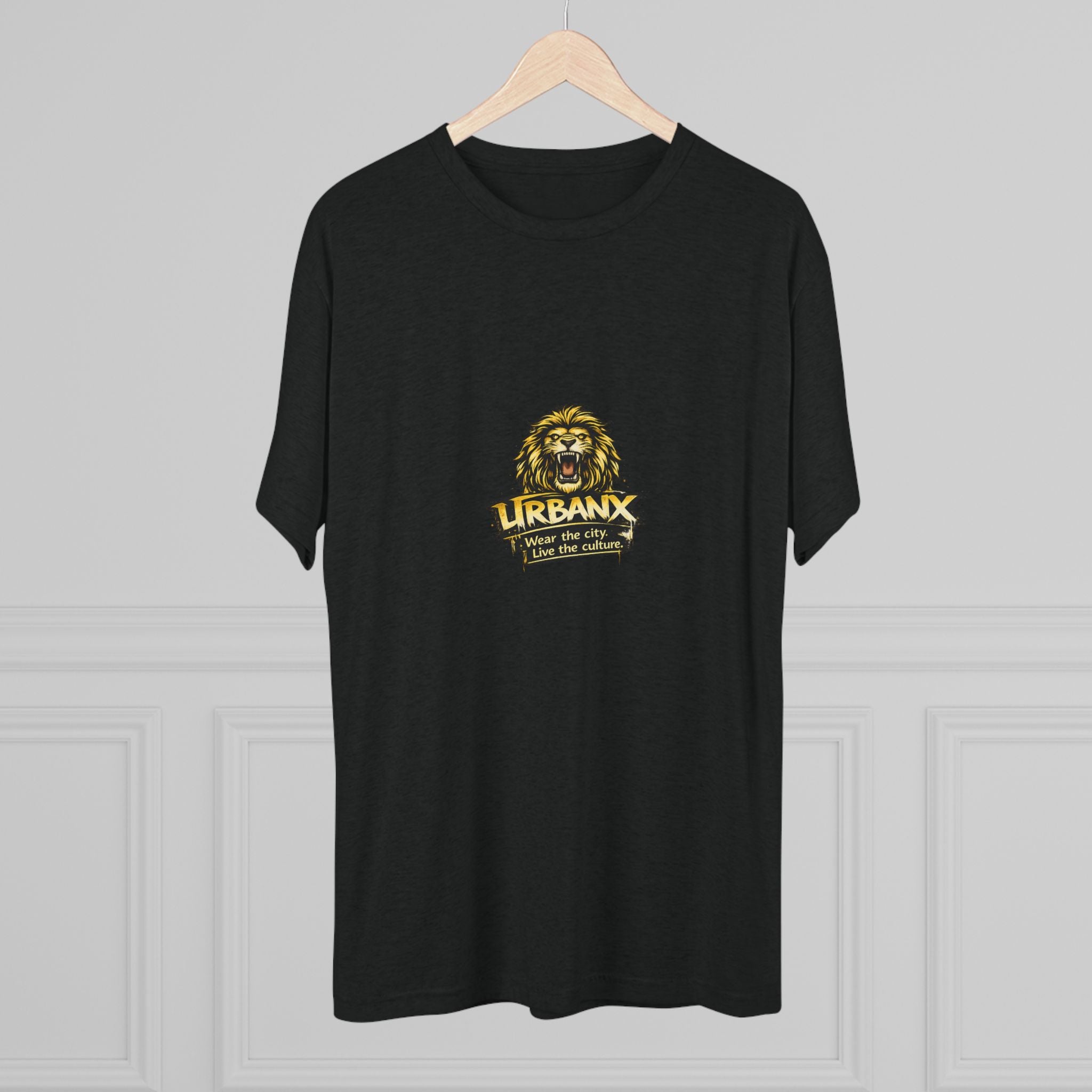 UrbanyX Lion Emblem Tee — "URBANX" Vintage Lion Logo Crew Shirt