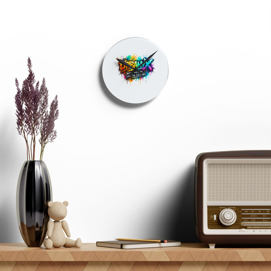 Urbanyx Acrylic Wall Clock — Colorful Urban Graffiti Design